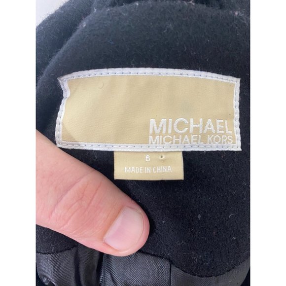 Women’s size 6 (S) Michael Kors Black wool blend full zip heavyweight coat - Picture 8 of 10